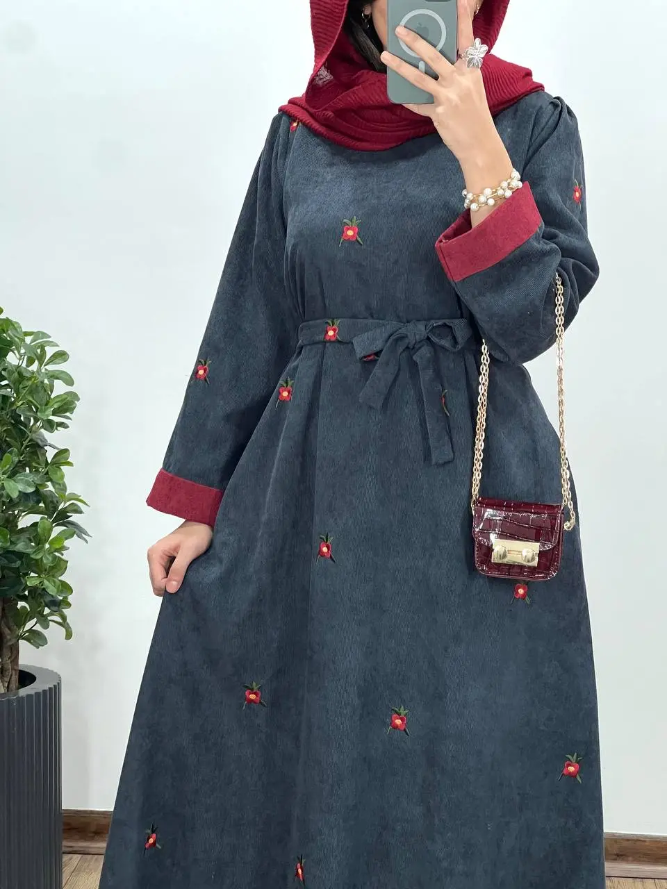 پیراهن مانتویی گلدوزی بهین